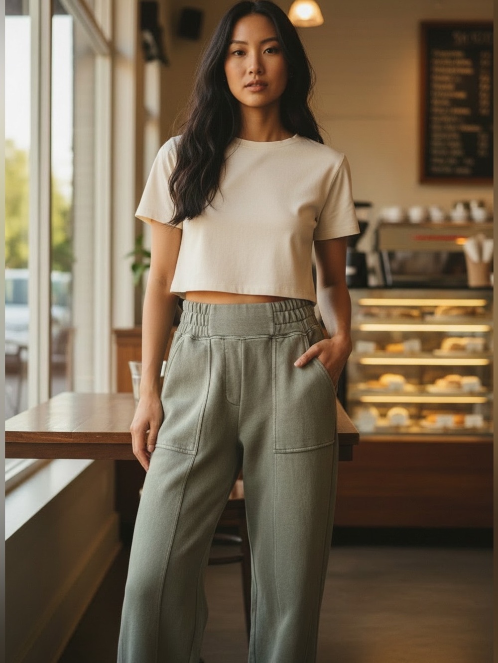 Urban Outfitters Olive Green Washed Sweatpants XS High Rise Relaxed Jogger Pants